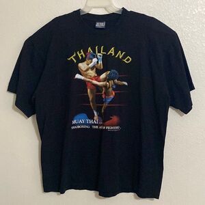 JOLIGOLF Thailand Muay Thai Men’s Heavyweight Black Cotton T Shirt Size XXL